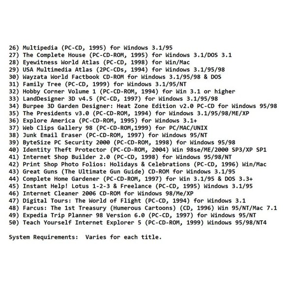 200 MISC CD-ROM LOT1-4 - PC Software Lot CLEARANCE -NEW or LIKE NEW in Sleeve - Picture 6 of 14